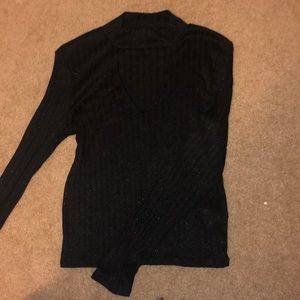 Black sparkle tight sweater with cut out